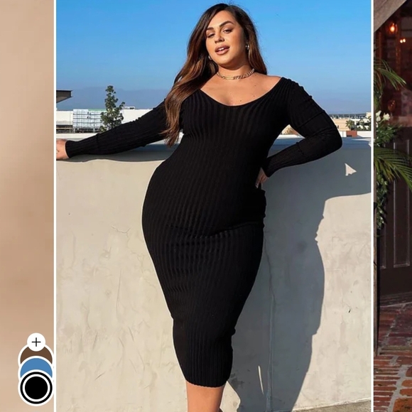 Fashion Nova Dresses & Skirts - Black Ribbed Long Sleeve Sweater Dress